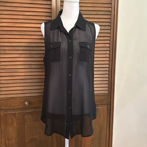 Boutique XXI Black Sleeveless Sheer Tunic/Blouse Size L
